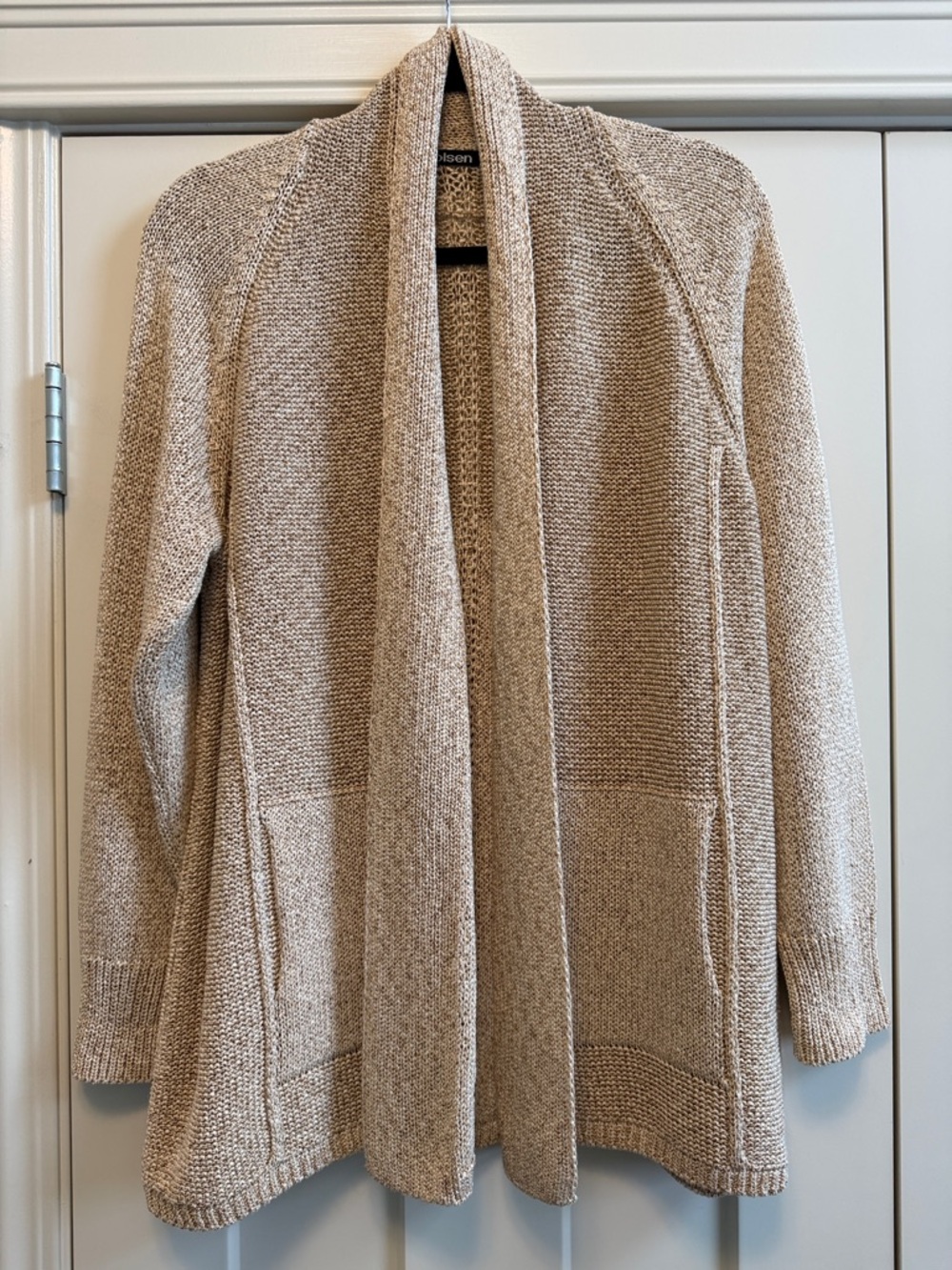 Olsen  Cream Open-Front Knit Cardigan Lg